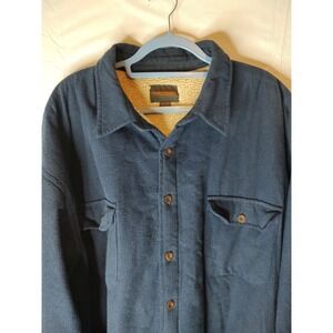 Northwest Territory Men's 4XL Flannel Sherpa Lined Jacket Work Pockets Navy Blue